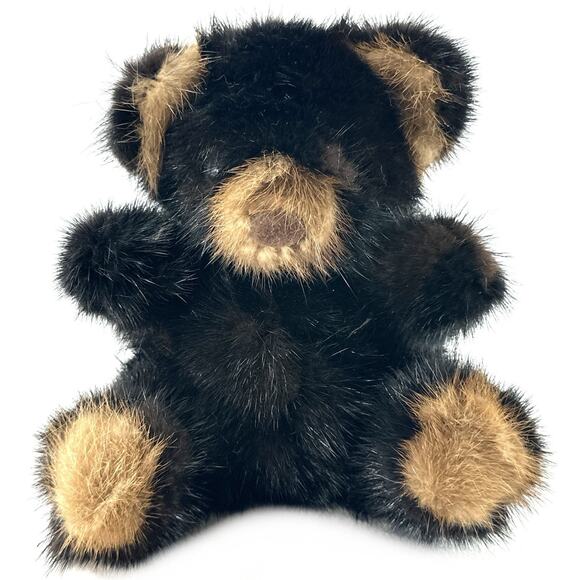Rare Bear Inc. Real Mink Teddy Bear – 5” Handmade Miniature Black/Brown - Picture 1 of 7